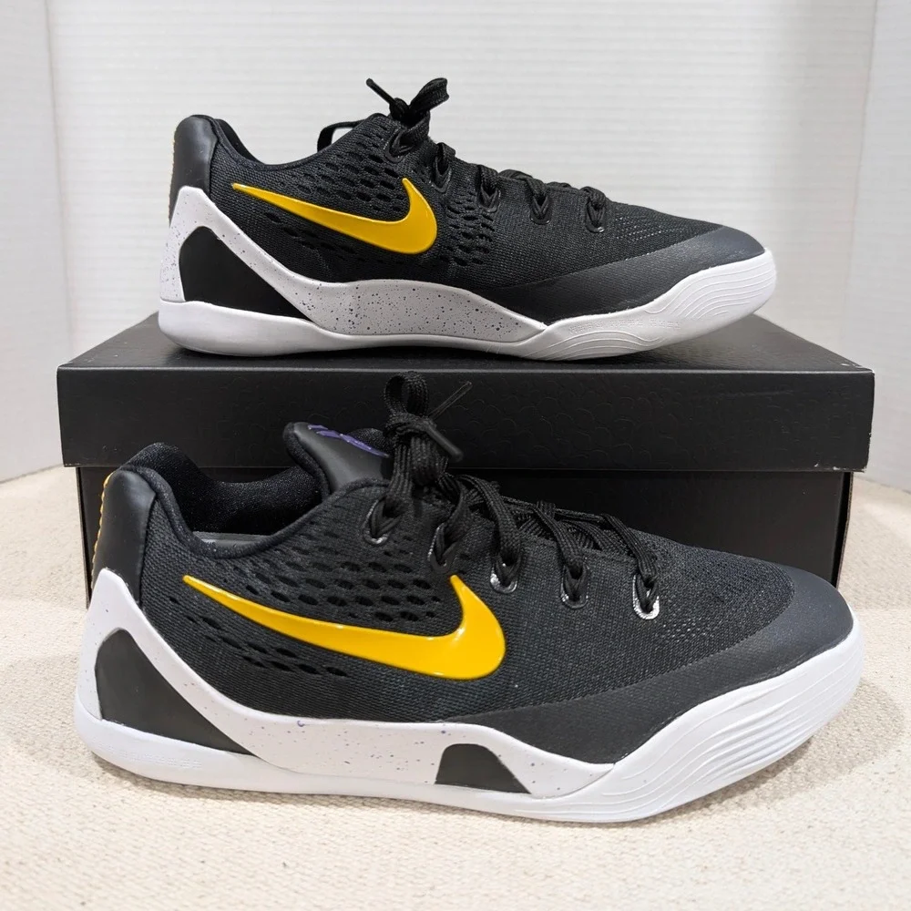 Nike Kobe IX Low EM GS Black University Gold White 6.5Y Women's 8 Sneakers NIB